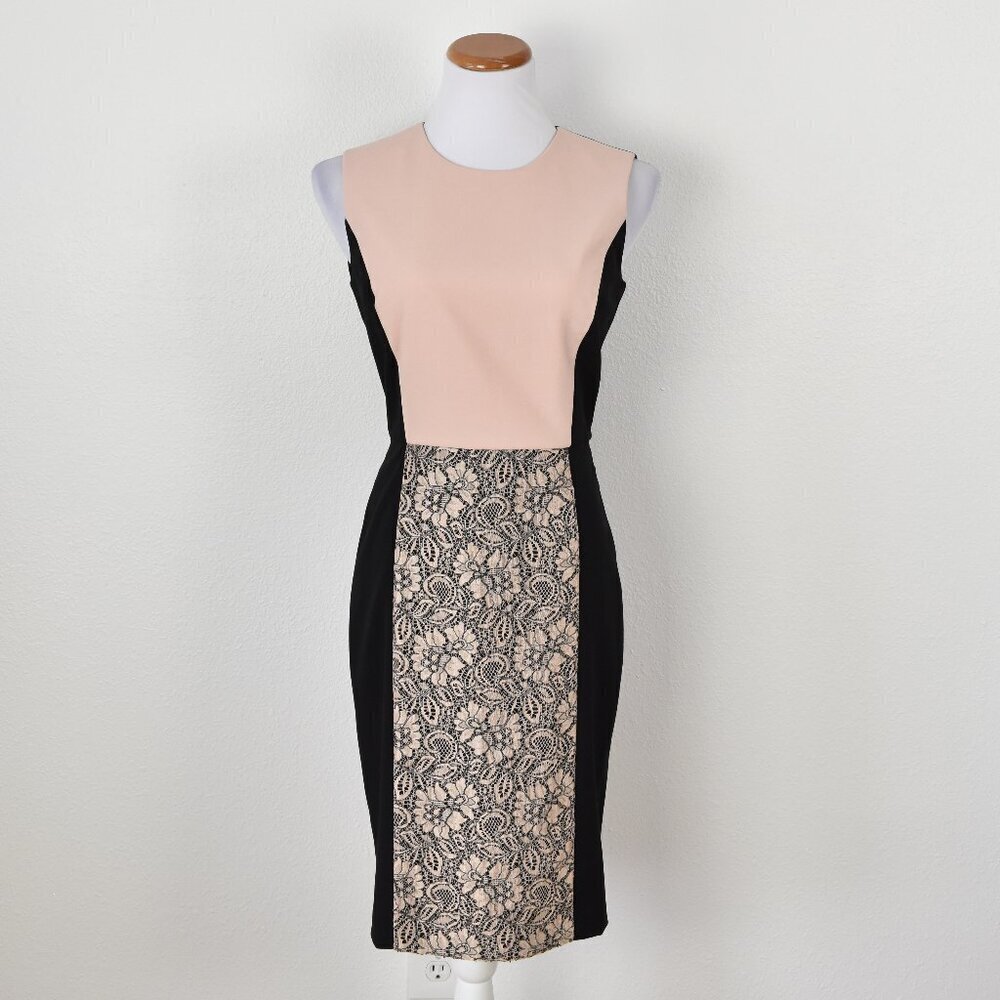 Calvin Klein Lace Color Block Sheath Dress - 6